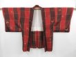 Photo5: 3922T07z470  Japanese Kimono Silk HAORI Butterfly Dull red (5)