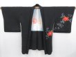 Photo1: 3926T02z670 Vintage Japanese Kimono Silk HAORI Flower Black (1)