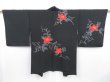 Photo4: 3926T02z670 Vintage Japanese Kimono Silk HAORI Flower Black (4)