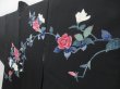 Photo2: 3926T04z610 Vintage Japanese Kimono Silk HAORI Flower Black (2)