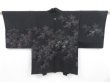 Photo1: 3926T09z520 Vintage Japanese Kimono Silk HAORI Maple Black (1)