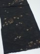 Photo2: 2P01z70  Japanese Kimono Silk  FABRIC Heian era Black 37.0x13.6 (2)