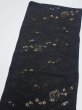 Photo3: 2P02z70  Japanese Kimono Silk  FABRIC Heian era Black 37.4x13.8 (3)