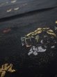 Photo4: 2P02z70  Japanese Kimono Silk  FABRIC Heian era Black 37.4x13.8 (4)