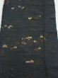 Photo1: 2P06z70  Japanese Kimono Silk  FABRIC Heian era Black 55.1x9.6 (1)