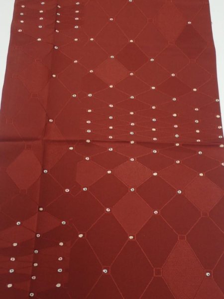 Photo1: 2P03z70  Japanese Kimono Silk  FABRIC  Brown 44.1x14.2 (1)