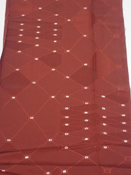 Photo1: 2P06z50  Japanese Kimono Silk  FABRIC  Brown 51.6x10.2 (1)