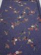 Photo1: 2R02z70  Japanese Kimono Silk  FABRIC Flower Navy-Gray 48.0x15.0 (1)