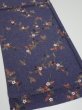 Photo2: 2R02z70  Japanese Kimono Silk  FABRIC Flower Navy-Gray 48.0x15.0 (2)