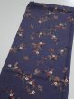 Photo3: 2R02z70  Japanese Kimono Silk  FABRIC Flower Navy-Gray 48.0x15.0 (3)