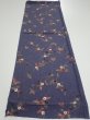 Photo5: 2R02z70  Japanese Kimono Silk  FABRIC Flower Navy-Gray 48.0x15.0 (5)