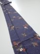 Photo1: 2R09z60  Japanese Kimono Silk  FABRIC Flower Navy-Gray 86.6x7.1 (1)