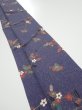 Photo1: 2R10z30  Japanese Kimono Silk  FABRIC Flower Navy-Gray 37.0x7.1 (1)