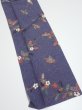 Photo2: 2R10z30  Japanese Kimono Silk  FABRIC Flower Navy-Gray 37.0x7.1 (2)