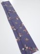 Photo5: 2R10z30  Japanese Kimono Silk  FABRIC Flower Navy-Gray 37.0x7.1 (5)