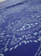 Photo4: 2R01z60  Japanese Kimono Silk  FABRIC Peony Indigo 41.3x14.6 (4)