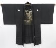 Photo4: 4001T05z570 Vintage Japanese Kimono Silk Men's HAORI Ship Black (4)