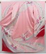 Photo1: 4001T11z1100  Japanese Kimono Silk FURISODE Flying crane Pink (1)