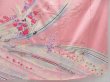 Photo7: 4001T11z1100  Japanese Kimono Silk FURISODE Flying crane Pink (7)