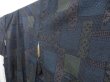 Photo2: 4003T01z850 Vintage Japanese Kimono Silk TSUMUGI  Steel blue (2)