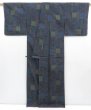 Photo4: 4003T01z850 Vintage Japanese Kimono Silk TSUMUGI  Steel blue (4)