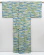 Photo4: 4003T02z750 Vintage Japanese Kimono Silk TSUMUGI Cloud Light green (4)