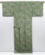 Photo5: 4003T13z800 Vintage Japanese Kimono Silk TSUMUGI  Sage green (5)