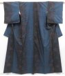 Photo1: 4008T02z790 Vintage Japanese Kimono Silk TSUMUGI Camellia Dark blue (1)