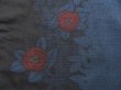 Photo5: 4008T02z790 Vintage Japanese Kimono Silk TSUMUGI Camellia Dark blue (5)