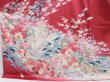 Photo5: 4008T08z1180  Japanese Kimono Silk FURISODE Hand drum Dull red (5)