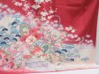 Photo7: 4008T08z1180  Japanese Kimono Silk FURISODE Hand drum Dull red (7)