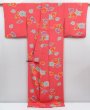 Photo8: 4008T09z1120  Japanese Kimono Silk KOMON Camellia Coral pink (8)