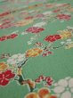 Photo4: 2W01z80 Vintage Japanese Kimono Silk  FABRIC Plum tree Light green 47.2x14.6 (4)