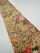 Photo2: 2W10z30  Japanese Kimono Crepe Silk  FABRIC Bird, Flowers   38.6x7.3 (2)