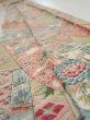 Photo4: 2W09z50  Japanese Kimono Silk  FABRIC Flowers Dark champagne 78.0x6.7 (4)