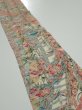 Photo2: 2W10z30  Japanese Kimono Silk  FABRIC Flowers Dark champagne 33.1x6.7 (2)