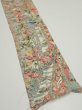 Photo3: 2W10z30  Japanese Kimono Silk  FABRIC Flowers Dark champagne 33.1x6.7 (3)