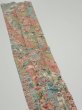 Photo4: 2W10z30  Japanese Kimono Silk  FABRIC Flowers Dark champagne 33.1x6.7 (4)