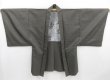 Photo4: 4011T07z500 Vintage Japanese Kimono Silk Men's HAORI Kotobuki Brown-Gray (4)