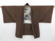 Photo2: 4011T08z590 Vintage Japanese Kimono Silk Men's HAORI Jigami Dark brown (2)