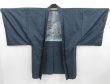 Photo5: 4011T09z460 Vintage Japanese Kimono Silk Men's HAORI Hut Blue-Gray (5)