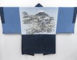 Photo1: 4011T10z470 Vintage Japanese Kimono Silk Men's OSHIMA HAORI Mt.Fuji (1)