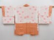 Photo7: 4015T06z380 Vintage Japanese Kimono Silk SHIBORI HAORI Stream Orange (7)