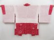 Photo6: 4015T07z500 Vintage Japanese Kimono Silk SHIBORI HAORI Flowers Red-Pink (6)