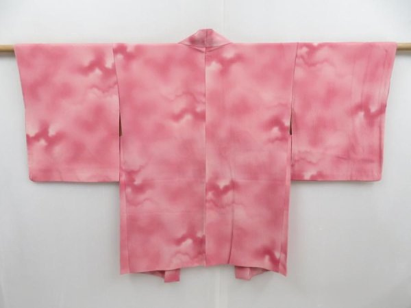 Photo1: 4015T08z560 Vintage Japanese Kimono Silk HAORI  Pink (1)