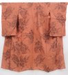 Photo1: 4015T11z420 Vintage Japanese Kimono Silk KINU-OJIYA Flowers Orange-Brown (1)