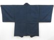 Photo3: 4016T10z510 Vintage Japanese Kimono Silk Men's HAORI Mt.Fuji Navy (3)