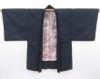 Photo4: 4019T09z740 Vintage Japanese Kimono Wool Men's HAORI  Dark navy (4)