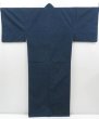 Photo1: 4019T11z990 Vintage Japanese Kimono Silk Men's  Plain Navy (1)