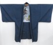 Photo3: 4019T13z700 Vintage Japanese Kimono Silk Men's HAORI Tiger Navy (3)